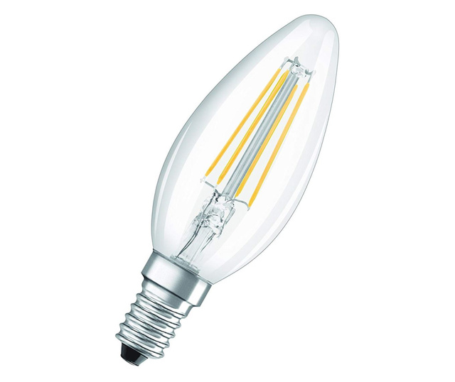 Комплект 3 крушки LED Osram Base Filament B4, E14, 4W (40W), 470 лумена, A++, Топла светлина (2700K), Енергиен клас E