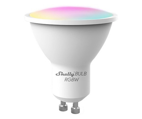 Интелигентна RGB LED крушка Shelly Duo RGBW, Wi-Fi, GU10, 5W, 400 lm, цветна светлина, контрол на приложението, съвместима с Ama