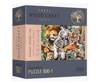 Trefl Wood Craft: Vadmacskák a dzsungelben fa puzzle 500+1db-os (20152)