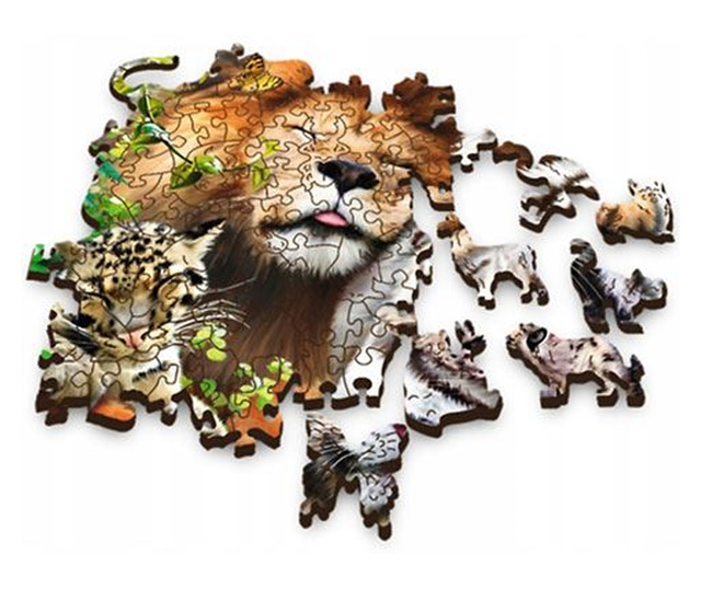 Trefl Wood Craft: Vadmacskák a dzsungelben fa puzzle 500+1db-os (20152)