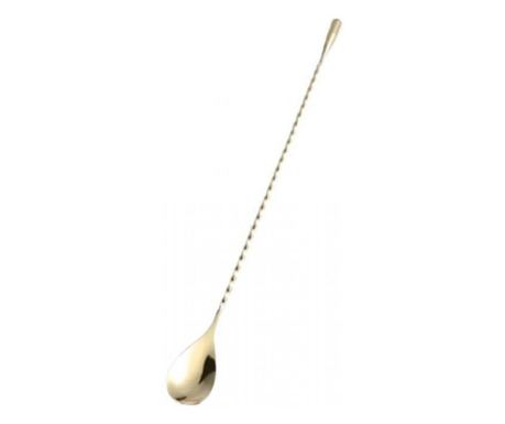 Lingurita de bar cu maner rasucit pentru amestecare bauturi, cocktail, auriu, Blusmart