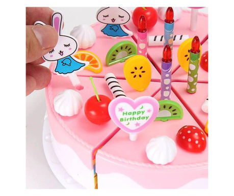 Set tort copii din plastic, multicolor, 44 piese, roz, Blusmart
