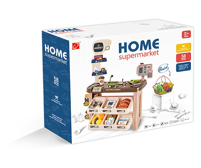 Детски комплект супермаркет с кошница за пазаруване EmonaMall - Код W5156