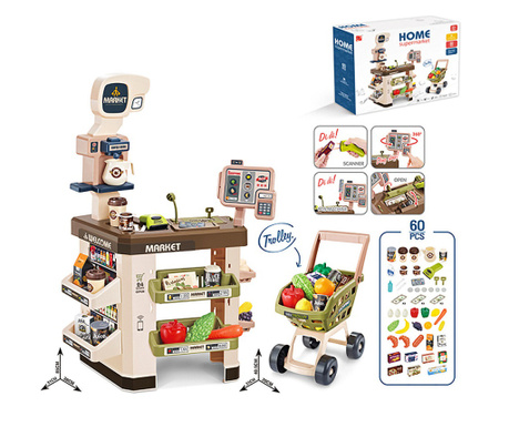 Детски комплект супермаркет и количка за пазаруване EmonaMall - Код W5148