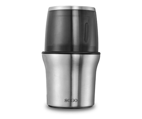 Rasnita electrica de cafea SOGO 5230, 300 W,2IN1,umed-uscata,capacitate recipient 100 gr,otel inoxidabil,negru/argintiu