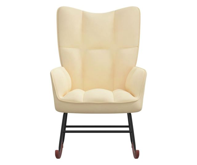 Stolica za ljuljanje, bijela krem, baršun