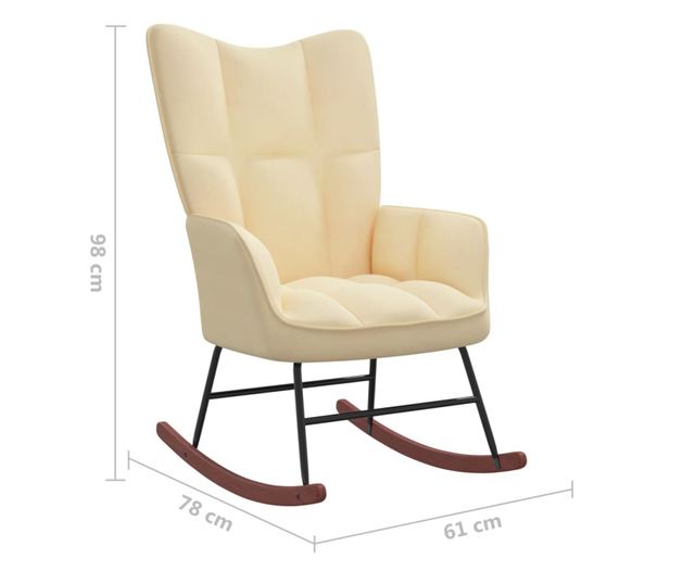 Stolica za ljuljanje, bijela krem, baršun