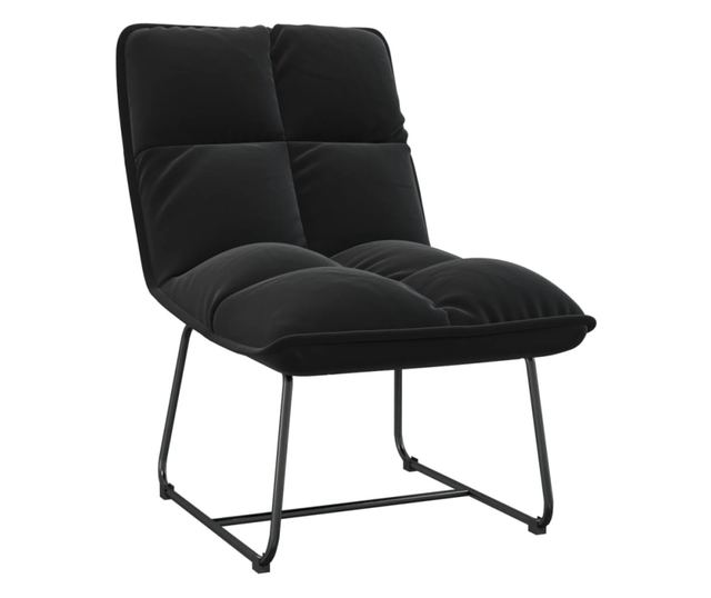 Stolica za odmor s metalnim okvirom, crna, baršunasta