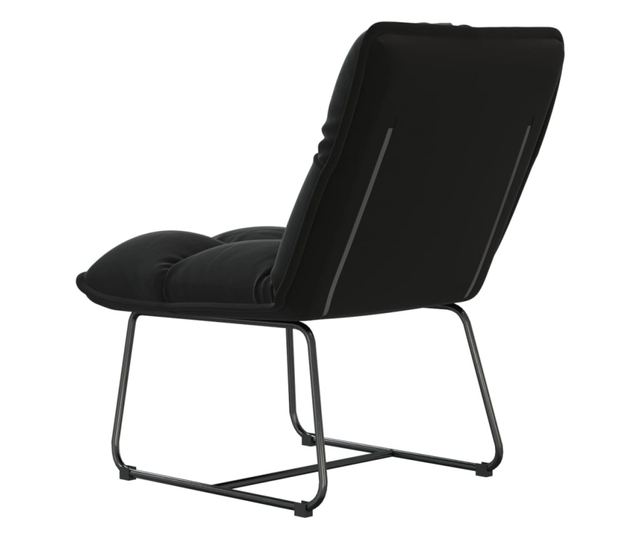 Stolica za odmor s metalnim okvirom, crna, baršunasta