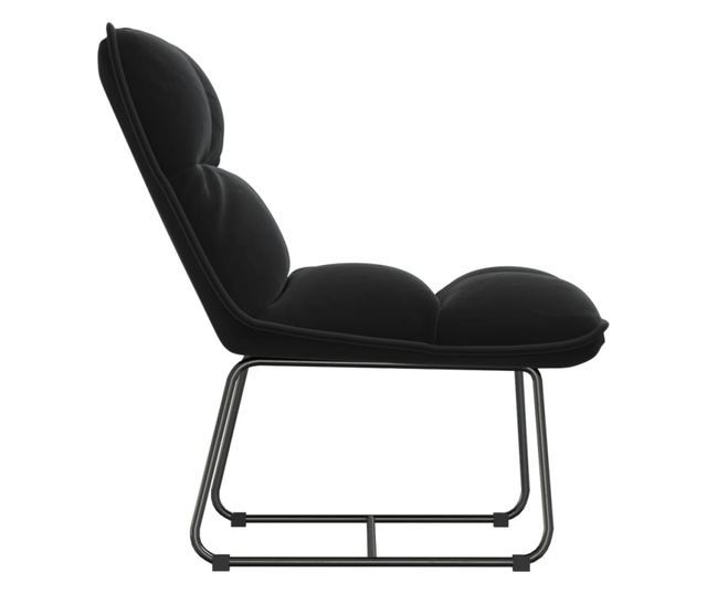 Stolica za odmor s metalnim okvirom, crna, baršunasta