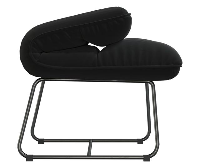Stolica za odmor s metalnim okvirom, crna, baršunasta