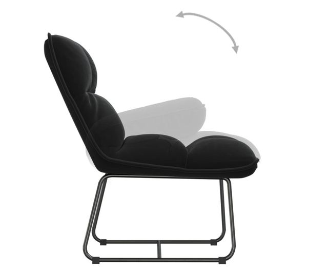 Stolica za odmor s metalnim okvirom, crna, baršunasta