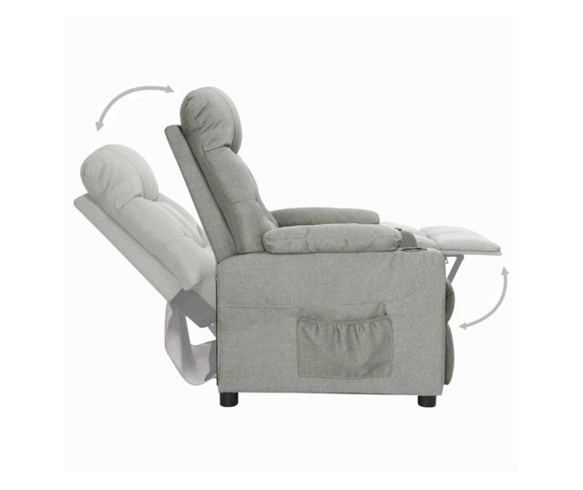 Sjedalo s nagibom i podizanjem, svijetlo sivo, tekstilni materijal