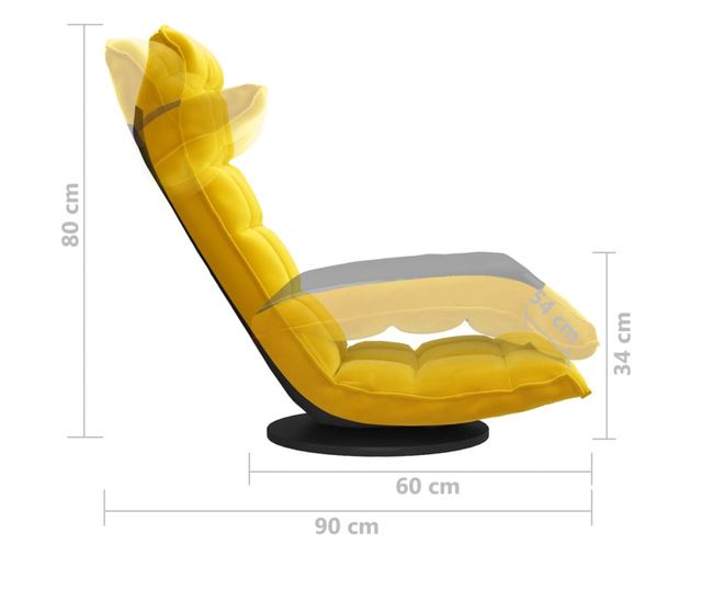 Zakretna podna stolica, žuta, baršun