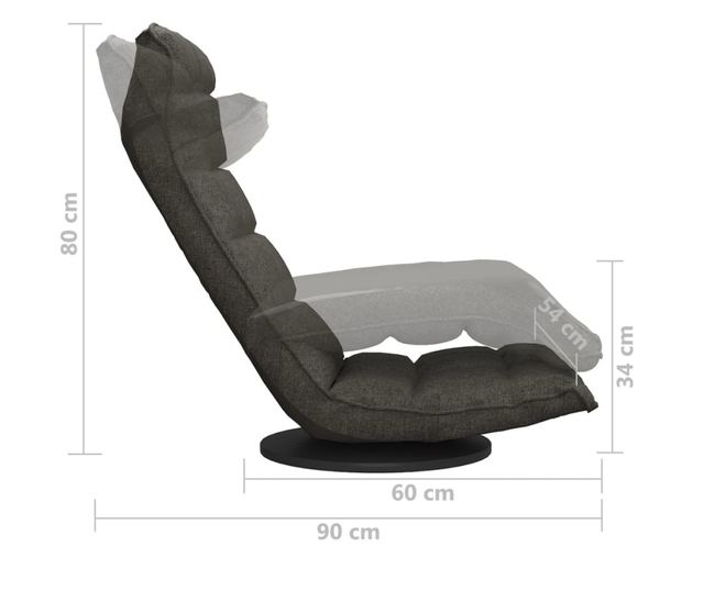 Sjedalo s rotirajućim podnožjem, tamnosivo, tekstilni materijal