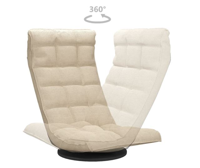 Zakretna podna stolica, krem, tekstilni materijal