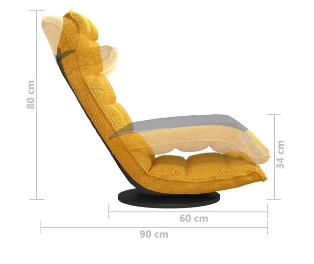 Stolac s rotirajućim podom, žuti senf, tekstilni materijal