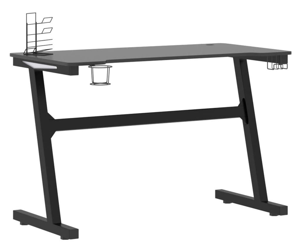 Z-oblikovano gaming mizo, črna, 110x60x75 cm, LED - 2