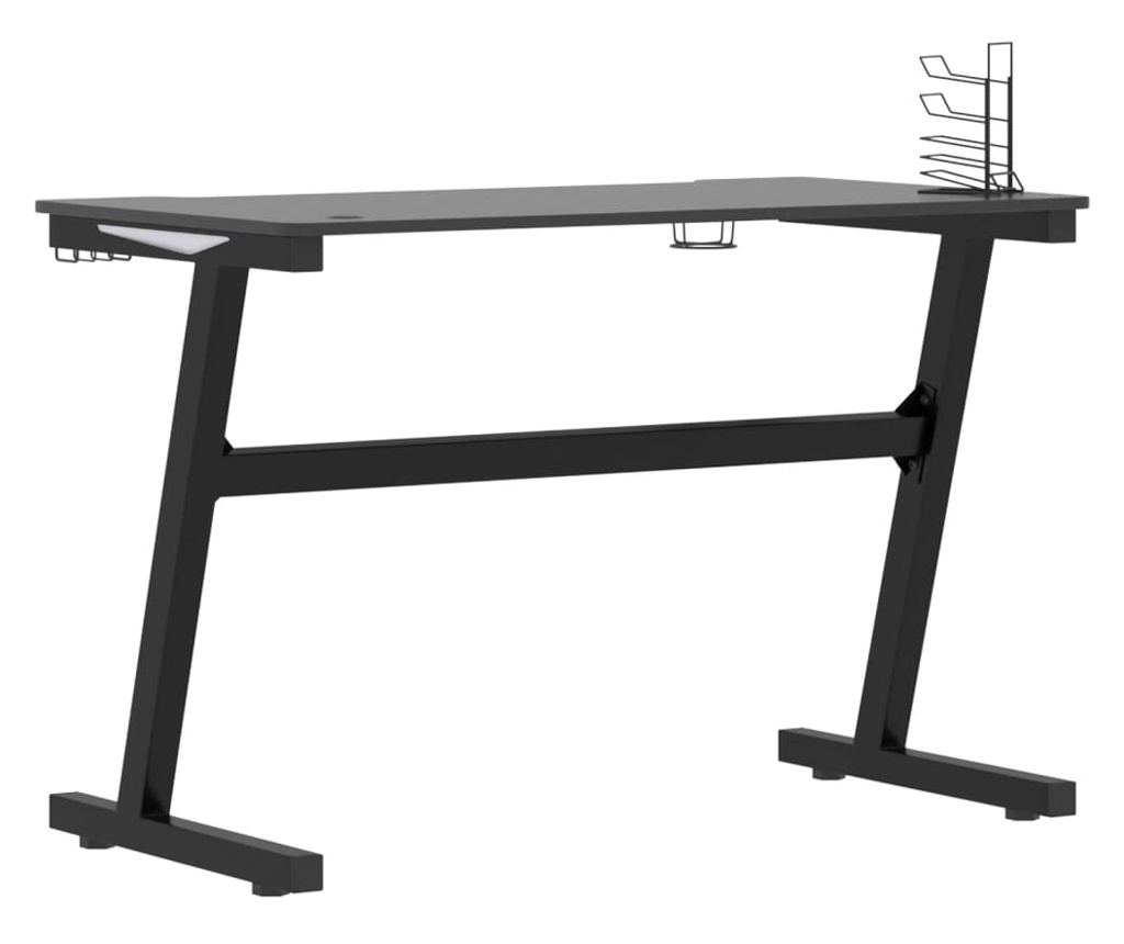 Z-oblikovano gaming mizo, črna, 110x60x75 cm, LED - 5