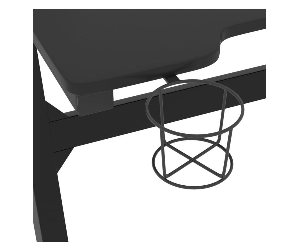 Z-oblikovano gaming mizo, črna, 110x60x75 cm, LED - 6