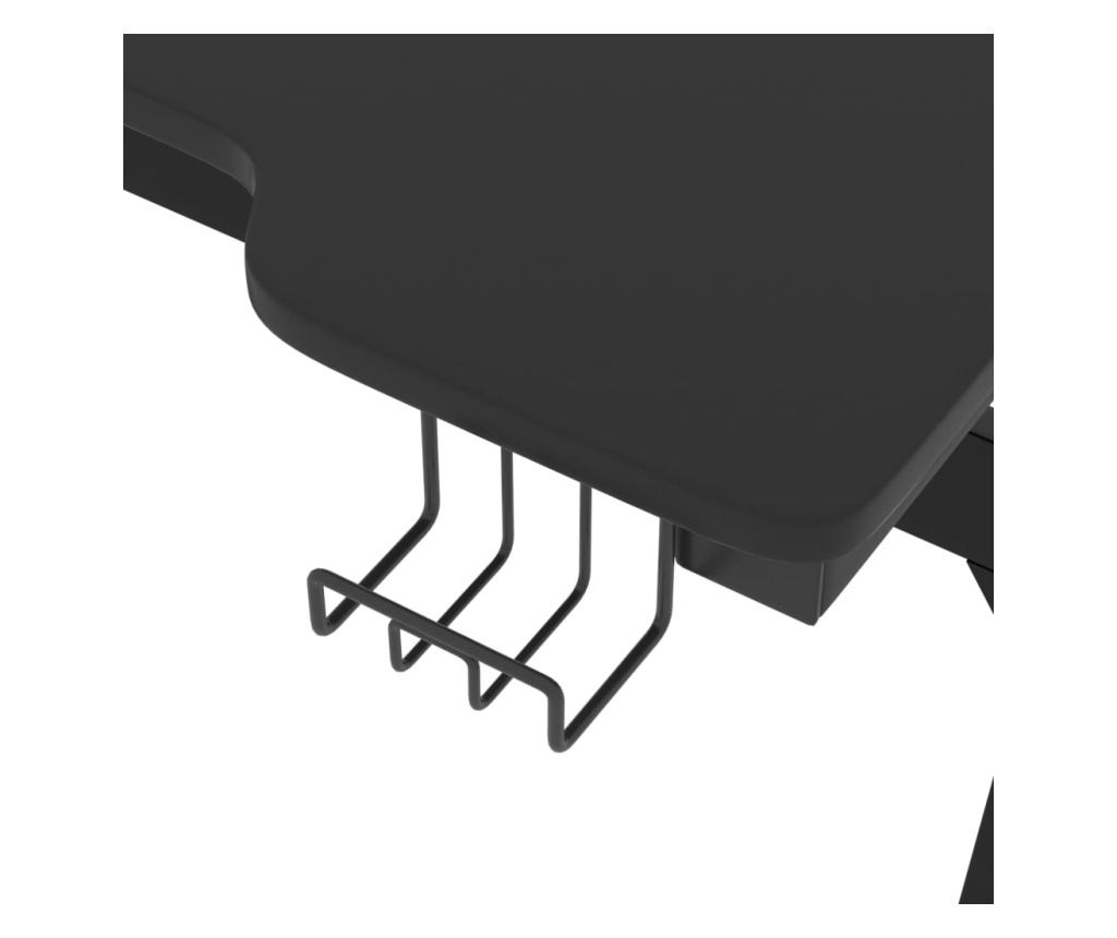 Z-oblikovano gaming mizo, črna, 110x60x75 cm, LED - 7