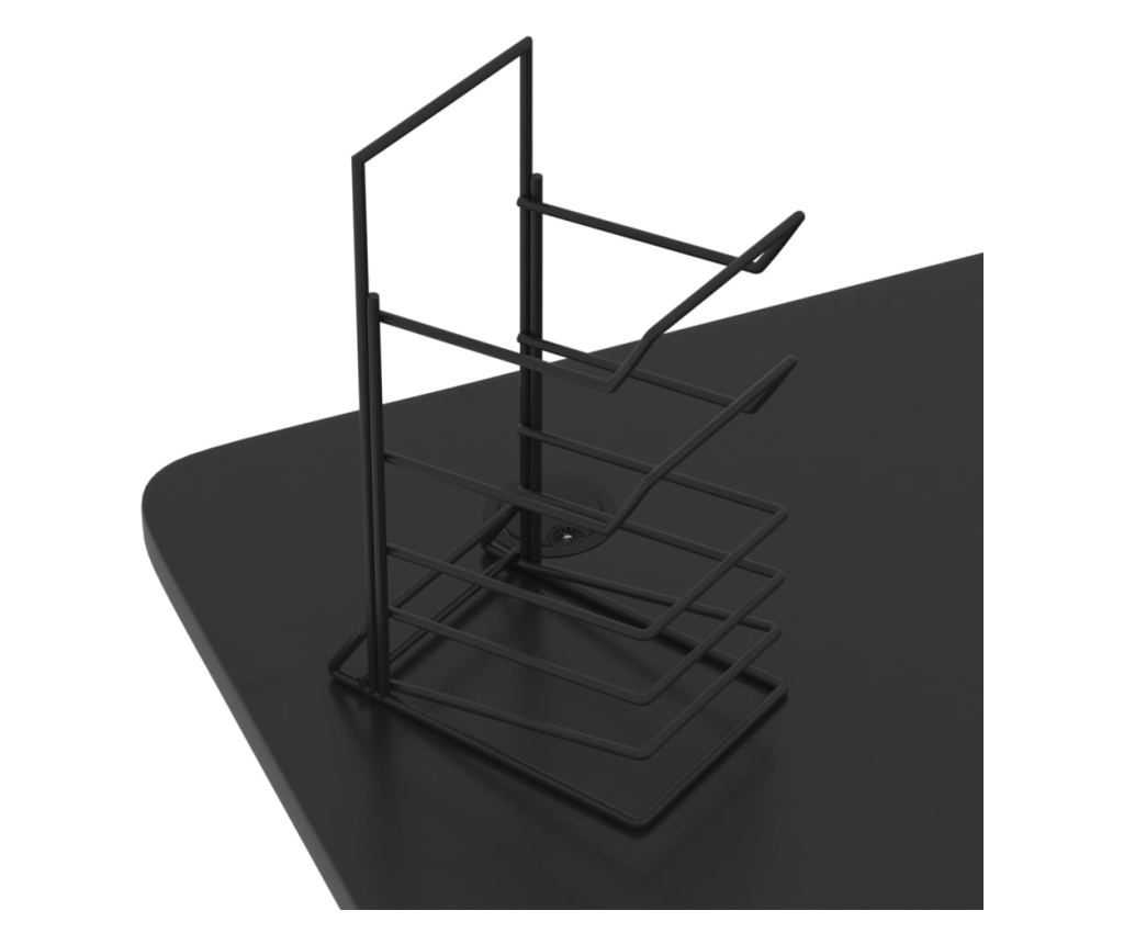 Z-oblikovano gaming mizo, črna, 110x60x75 cm, LED - 8