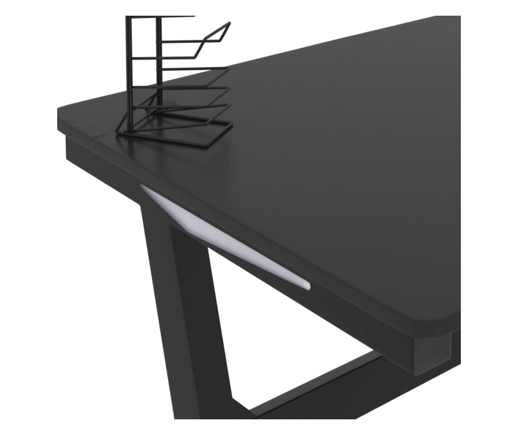 Z-oblikovano gaming mizo, črna, 110x60x75 cm, LED - 9