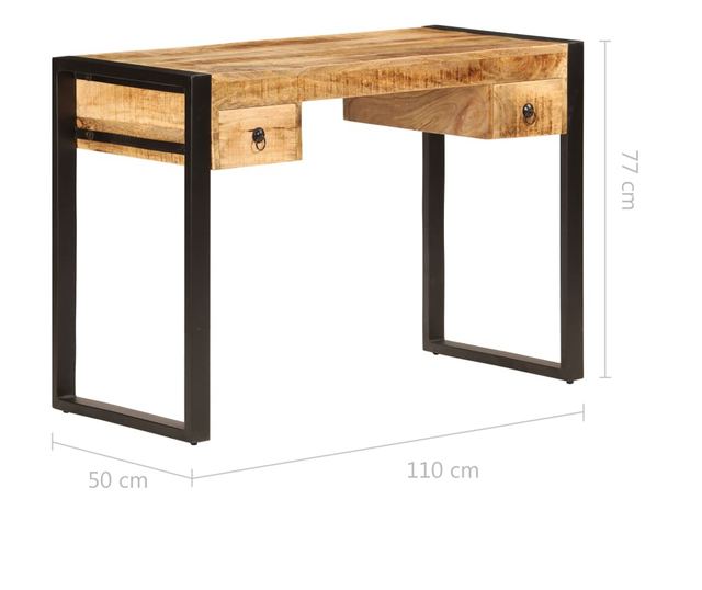 Stol s 2 ladice, 110 x 50 x 77 cm, masivno drvo manga