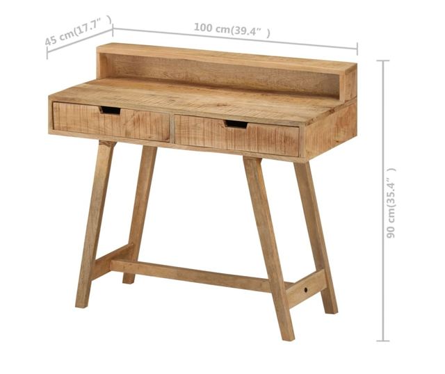 Ured, 100x45x90 cm, neobrađeni drvo manga