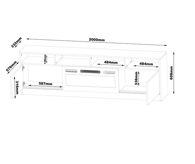 TV komoda Disparo 61x200x34 Crna