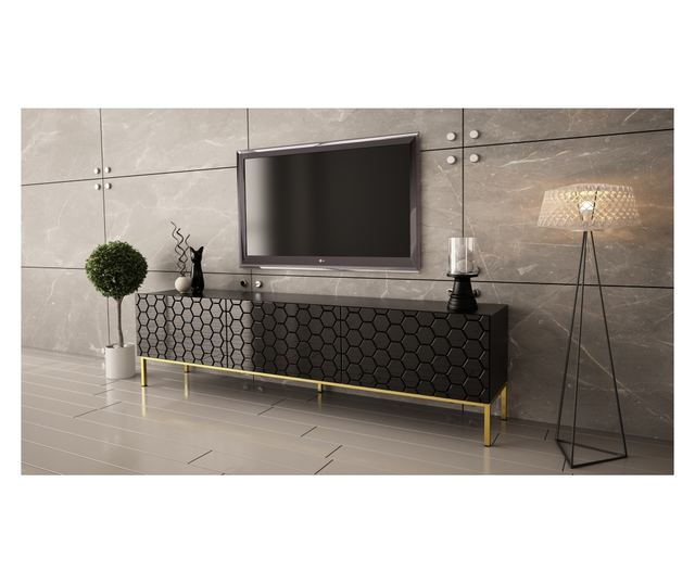 TV komód Hexa 52x190x37 Fekete