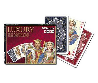 Карти за игра Piatnik, Luxury, 2 пакета от 52 карти, 6 жокера, в луксозна кутия, произведени в Австрия