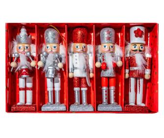 Cutie 5 buc Figurina lemn Spargatorul de Nuci cu agatatoare - Shiny Brigade