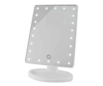 Козметично огледало Isotrade, с LED, Регулируем ъгъл, 4xAA, 16.5x12.5x26 см, Бял