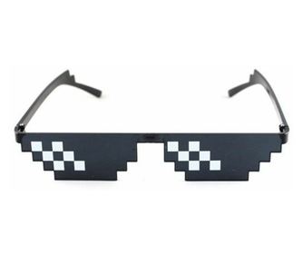 Ochelari de soare Thug Life, pixelati, Gonga® Negru