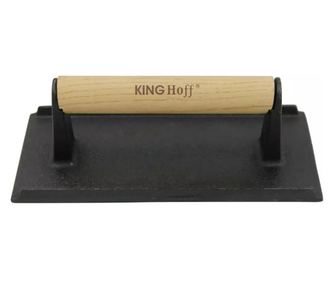 Kinghoff KH 1758 Öntöttvas Húspogácsa Sütő, 21x10.8 cm, Fa Nyél, Fekete