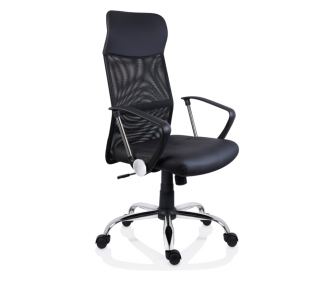 Ergonomická židle PENIDA, s opěrkami, pevná bederní opěrka, ekologická kůže, černá