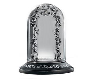 Držalo za ogrlico v omejeni izdaji IdeallStore®, vrata Rivendell, les, steklena kupola, 14 cm, črna