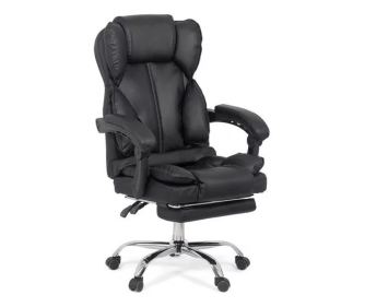 Upravljačka stolica ROLLS s produžetkom nogu, ekološka koža, Crna