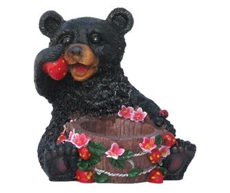 Vaza tip ghiveci in forma de urs, 22 cm, Negru, 775Y