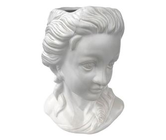 Vaza decorativa in forma de cap de femeie, 22 cm, Alb, 472H