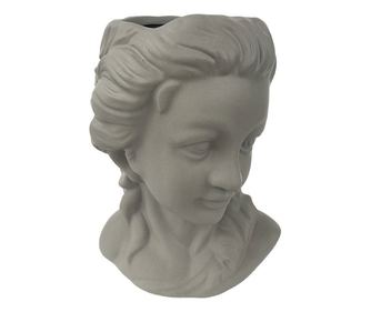 Vaza decorativa in forma de cap de femeie, 22 cm, Gri, 472H-1