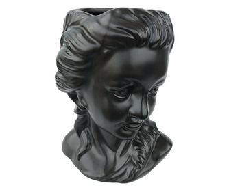 Vaza decorativa in forma de cap de femeie, 22 cm, Negru, 472H-2