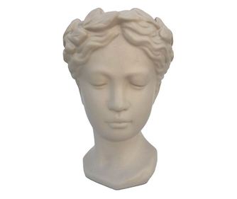 Vaza decorativa, Cap de barbat, 22 cm, Crem, 465H-1