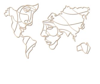 Fali dekoráció, Lovie World Map Her and Him, 100x65cm, Natural