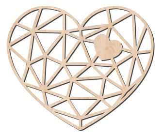 Fali dekoráció, Lovie Heart geometria, 60x50cm, Natúr