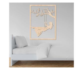 Fali dekoráció, Lovie Swing a fán, 57x75cm, Natúr