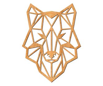 Fali dekoráció, Lovie Wolf Head, 44x60cm, Aranytölgy