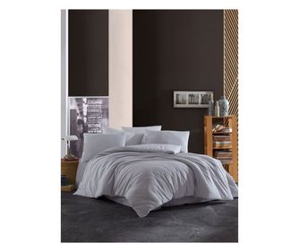 Lenjerie pat dublu Waffle Grey Studio Casa, 100% Bumbac Krep, Cearceaf pilota 200 x 220 cm, Cearceaf pat 240 x 260 cm, 2 fete de