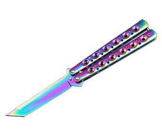 IdeallStore® trening metulj nož, Rainbow Siege, nerjaveče jeklo, 22,5 cm, večbarven